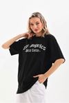 Unisex Baskılı Oversize T-Shirt - Siyah