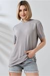 Unisex Bisiklet Yaka Slim Fit T-Shirt - Boyalı Gri