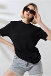 Unisex Bisiklet Yaka Slim Fit T-Shirt - Siyah